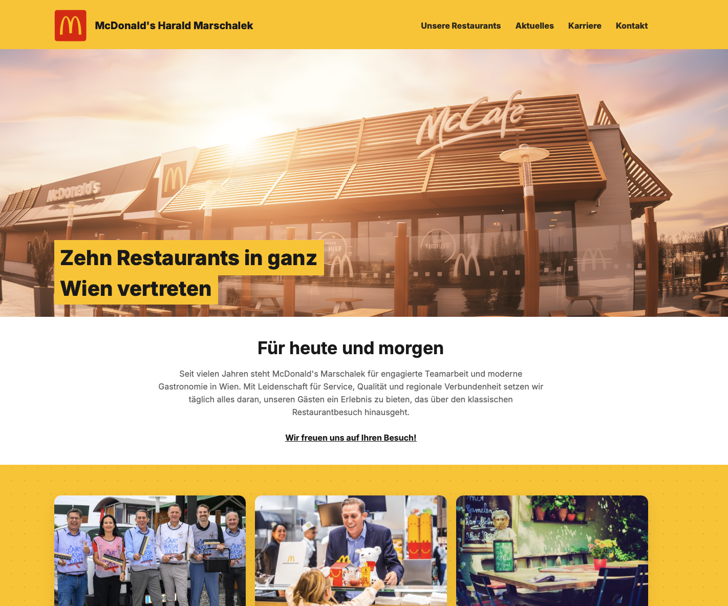 Startseite mit Hero-Bereich und Navigationsleiste